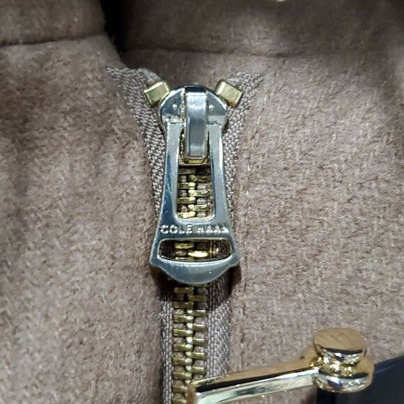 Cole Haan Wool Blend Coat with Fur Hood Size 2 - Picture 12 of 16